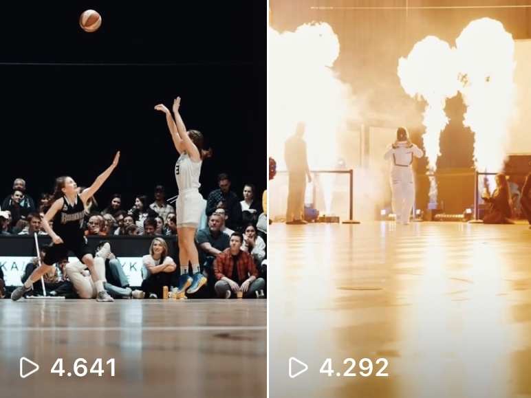 Screenshots zweier Bewegtbilder beim Basketball